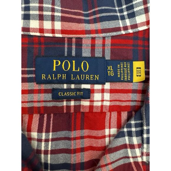 Polo Ralph Lauren Men's Camp Shirt Classic Fit Size XL Red Plaid Oxford - Picture 5 of 10
